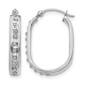 14k White Gold Diamond Fascination Diamond Dust/Accent 3x21mm Oval Hoop Earrings, 0.01 ct, 21 x 3 mm