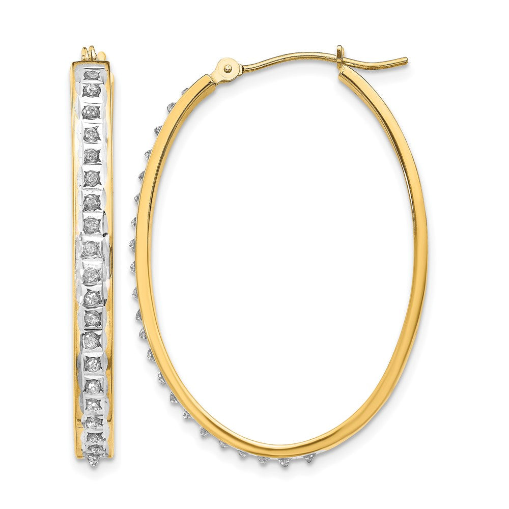 14k Diamond Fascination Diamond Dust/Accent 4x37mm Oval Hoop Earrings, 0.01 ct, 37 x 4 mm