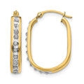 14k Diamond Fascination Diamond Dust/Accent 3x21mm Oval Hoop Earrings, 0.01 ct, 21 x 3 mm