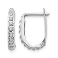 14k White Gold Diamond Fascination Diamond Dust/Accent 2x16mm Oval Hinged Hoop Earrings, 0.01 ct, 16 x 2 mm