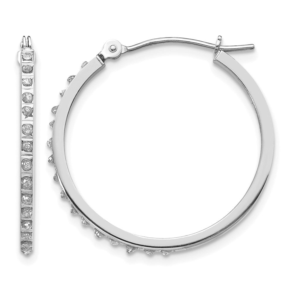 14k White Gold Diamond Fascination Diamond Dust/Accent 2x26mm Round Hoop Earrings, 0.01 ct, 26 x 2 mm
