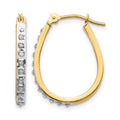14k and White Rhodium Diamond Fascination Diamond Dust/Accent 2x18mm Oval Hoop Earrings, 0.01 ct, 18 x 2 mm