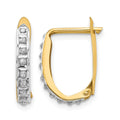 14k Diamond Fascination Diamond Dust/Accent 2x16mm Oval Hinged Hoop Earrings, 0.01 ct, 16 x 2 mm