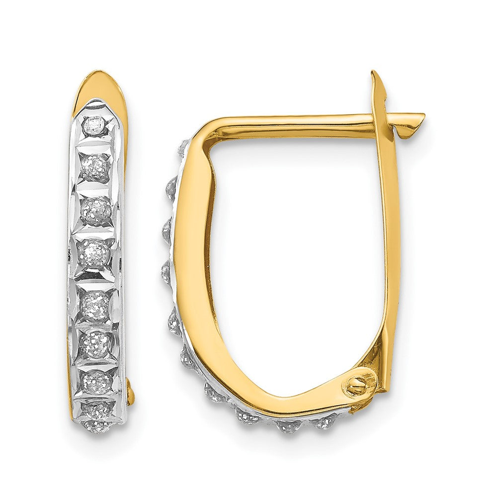 14k Diamond Fascination Diamond Dust/Accent 2x16mm Oval Hinged Hoop Earrings, 0.01 ct, 16 x 2 mm