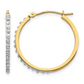 14k Diamond Fascination Diamond Dust/Accent  2x26mm Round Hoop Earrings, 0.01 ct, 26 x 2 mm