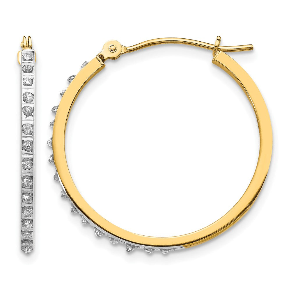 14k Diamond Fascination Diamond Dust/Accent  2x26mm Round Hoop Earrings, 0.01 ct, 26 x 2 mm