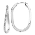 14k White Gold Diamond Fascination Diamond Dust/Accent 3x40mm Oval Twist Hoop Earrings, 0.01 ct, 40 x 2 mm