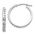 14k White Gold Diamond Fascination Diamond Dust/Accent 3x21mm Round Hoop Earrings, 0.01 ct, 21 x 3 mm