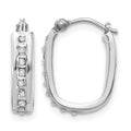 14k White Gold Diamond Fascination Diamond Dust/Accent 4x16mm Oval Hoop Earrings, 0.01 ct, 16 x 4 mm