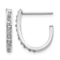 14k White Gold Diamond Fascination Diamond Dust/Accent J-Hoop Post Earrings, 0.01 ct, 18 x 2 mm