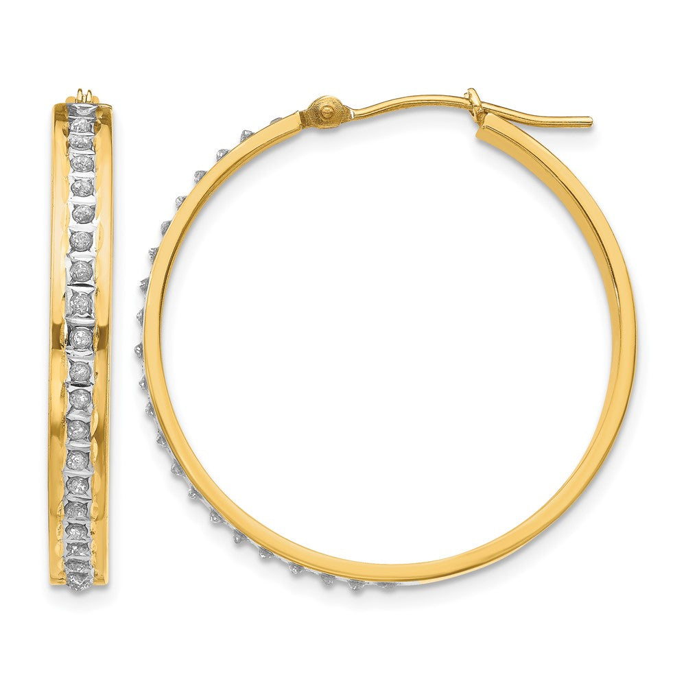 14k Diamond Fascination Diamond Dust/Accent 4x31mm Round Hoop Earrings, 0.01 ct, 31 x 4 mm