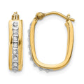 14k Diamond Fascination Diamond Dust/Accent 4x16mm Oval Hoop Earrings, 0.01 ct, 16 x 4 mm