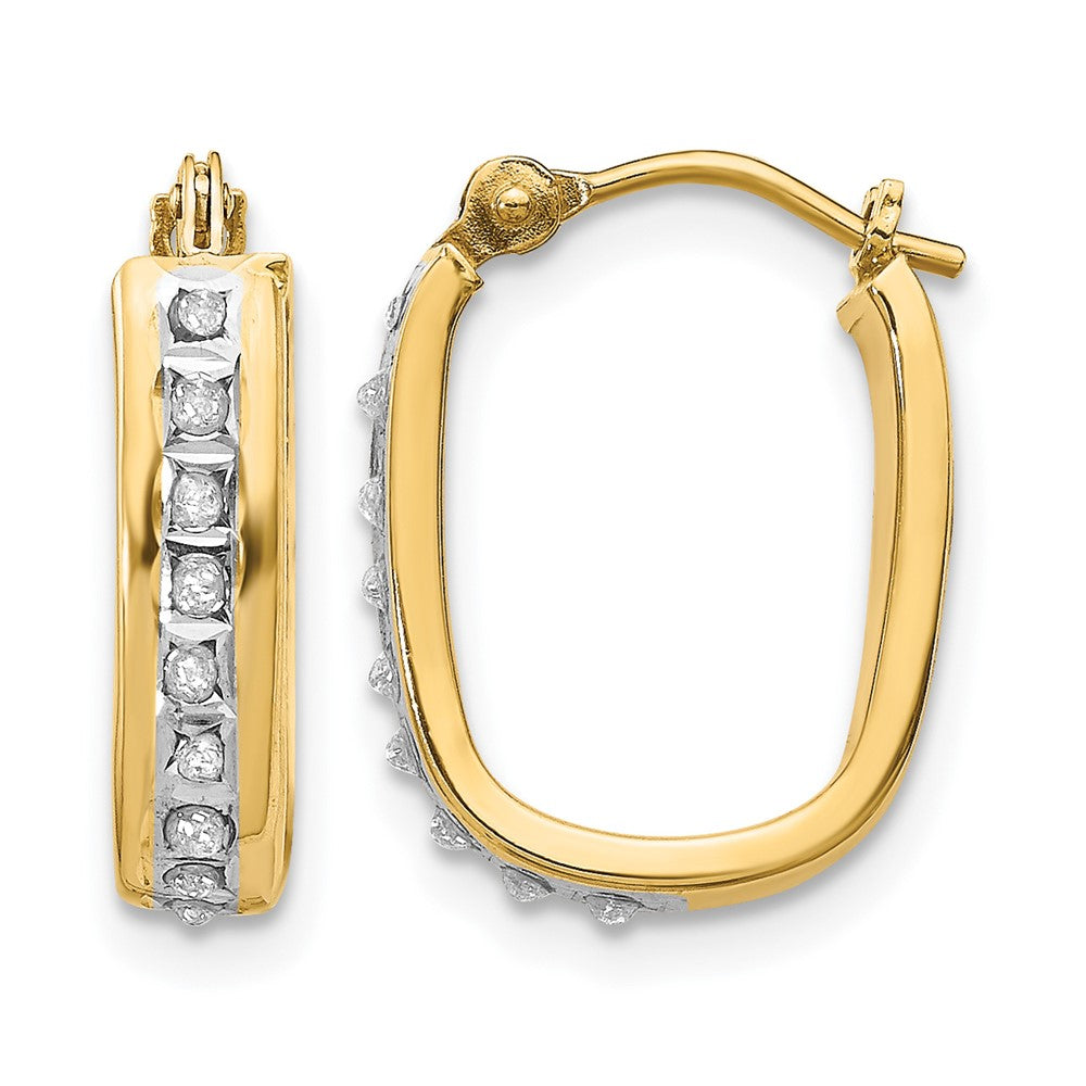 14k Diamond Fascination Diamond Dust/Accent 4x16mm Oval Hoop Earrings, 0.01 ct, 16 x 4 mm