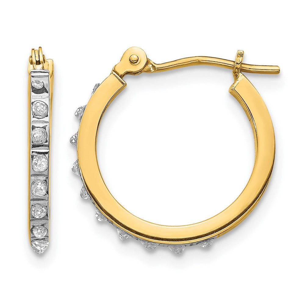 14k Diamond Fascination Diamond Dust/Accent 1x15mm Round Hoop Earrings, 0.01 ct, 15 x 1 mm
