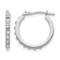 14k White Gold Diamond Fascination Diamond Dust/Accent 1x15mm Round Hoop Earrings, 0.01 ct, 15 x 1 mm