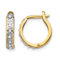14k Diamond Fascination Diamond Dust/Accent 2x13mm Round Hinged Hoop Earrings, 0.01 ct, 13 x 2 mm