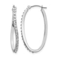 14k White Gold Diamond Fascination Diamond Dust/Accent 1x30mm Oval Twist  Hoop Earrings, 0.01 ct, 30 x 1 mm