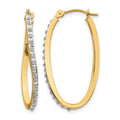 14k Diamond Fascination Diamond Dust/Accent 1x30mm Oval Twist Hoop Earrings, 0.01 ct, 30 x 1 mm