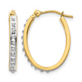 14k Diamond Fascination Diamond Dust/Accent 2x19mm Oval Hoop Earrings, 0.01 ct, 19 x 2 mm