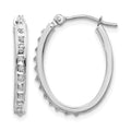 14k White Gold Diamond Fascination Diamond Dust/Accent 2x19mm Oval Hoop Earrings, 0.01 ct, 19 x 2 mm