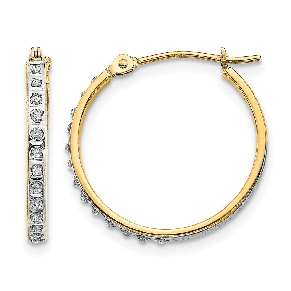 14k Diamond Fascination Diamond Dust/Accent 2x20mm Round Hoop Earrings, 0.01 ct, 20 x 2 mm
