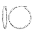 14k White Gold Diamond Fascination Diamond Dust/Accent 2x25mm Round In/Out Hoop Earrings, 0.01 ct, 36 x 2 mm