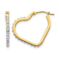 14k Diamond Fascination Diamond Dust/Accent Heart Hoop Earrings, 0.01 ct, 16 x 1 mm