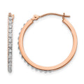14k Rose Gold Diamond Fascination Diamond Dust/Accent 2x25mm Round Hoop Earrings, 0.01 ct, 25 x 22 mm