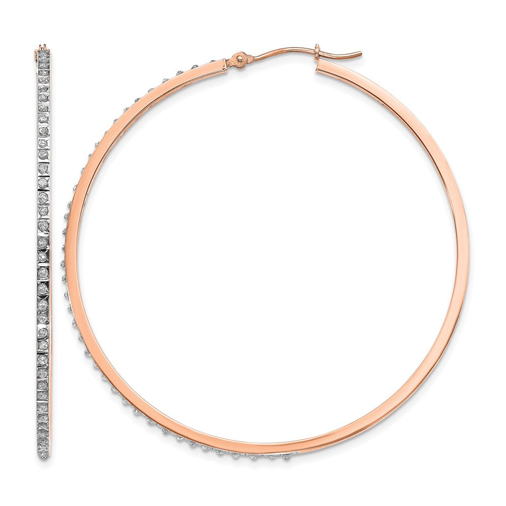 14k Rose Gold Diamond Fascination Diamond Dust/Accent 2x52mm Round Hoop Earrings, 0.01 ct, 52 x 52 mm
