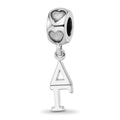 Sterling Silver Rhodium-plated LogoArt Delta Gamma Vertical Letter on Heart, 0.69 x 0.26 mm