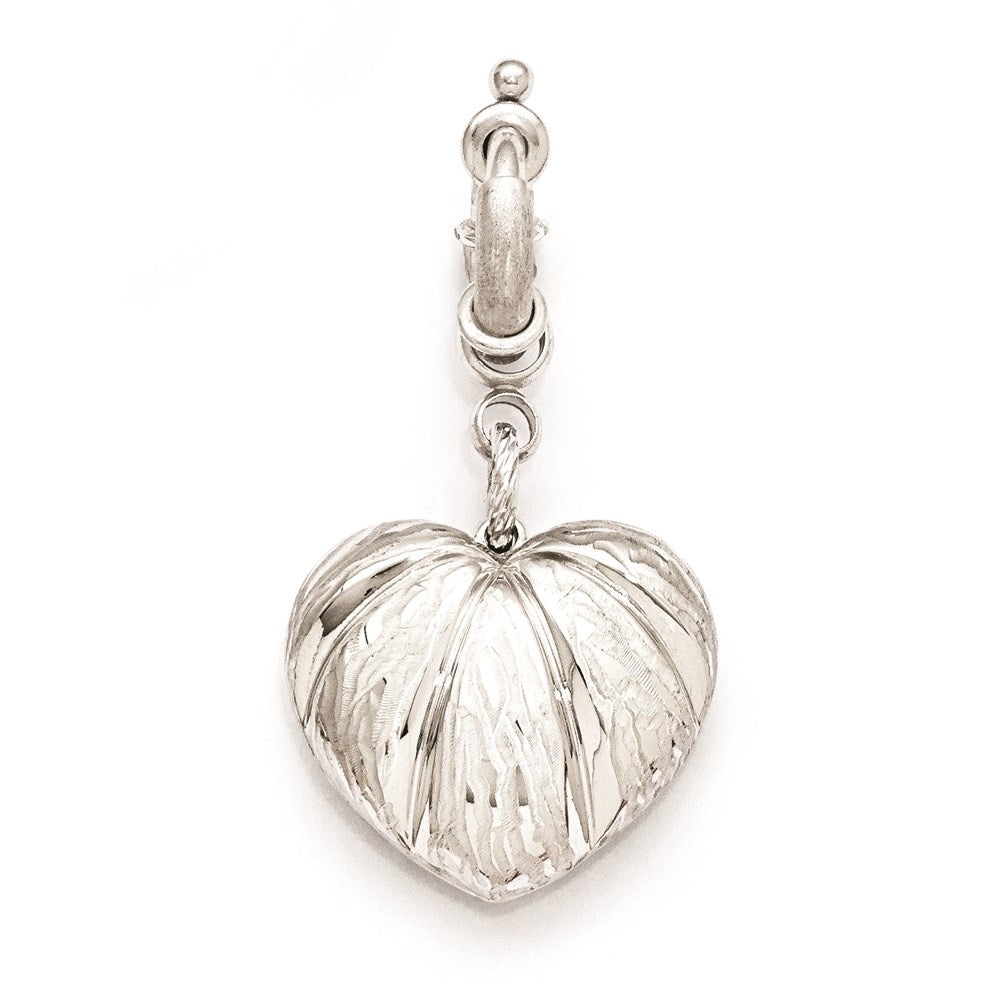 Bronze Diego Massimo Etched Rhodium-plated Heart Charm, 54 x 28 mm