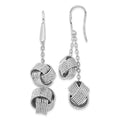 Bronze Diego Massimo Textured Rhodium-plated Love Knot Dangle Earrings, 58 x 16 mm