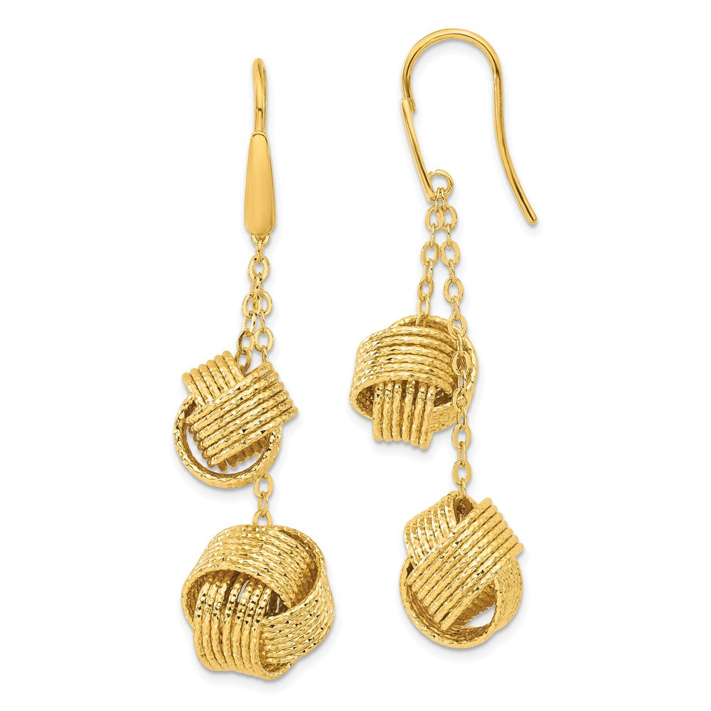 Bronze Diego Massimo Textured Gold-tone Love Knot Dangle Earrings, 62 x 13.65 mm