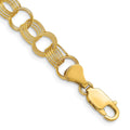 14k 8mm Solid Polished and Textured Triple Link 7 inch Charm Bracelet, 7 x 8 mm