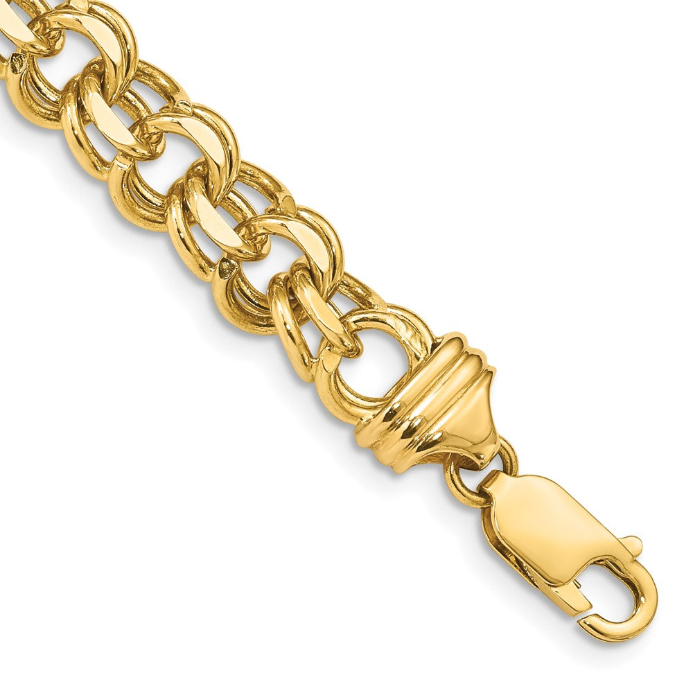 14k 8.5mm Diamond-cut Solid Heavy Double Link 7 inch Charm Bracelet, 7 x 8.5 mm