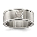 NEW JERSEY DEVILS STAINLESS STEEL LOGO BAND RING SIZE 8, 0.7 x 0.3 mm