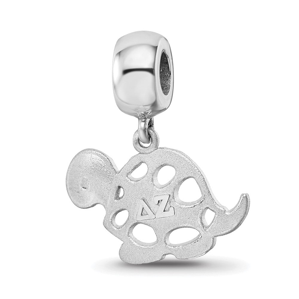 Sterling Silver Rhodium-plated LogoArt Delta Zeta Turtle on Bead, 0.79 x 0.53 mm