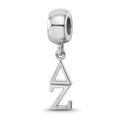 Sterling Silver Rhodium-plated LogoArt Delta Zeta Vertical Letters Bead, 0.68 x 0.27 mm
