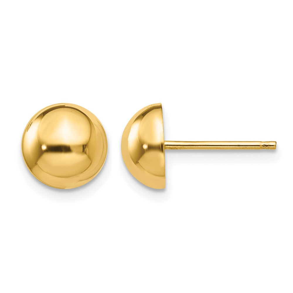 14k 8mm Polished Half Ball Post Earrings, 8 x 8 mm