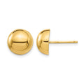 14k 10mm Polished Half Ball Post Earrings, 10 x 10 mm