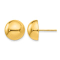 14k 12mm Polished Half Ball Post Earrings, 12 x 12 mm