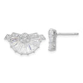 Cheryl M Sterling Silver CZ Fan Post Earrings, 13 x 21 mm
