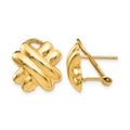 14k 13mm Polished X Omega Back Post Earrings, 13 x 13 mm
