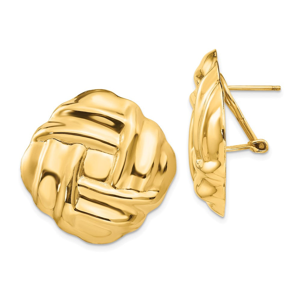 14k 27mm Polished Woven Omega Back Post Earrings, 27 x 27 mm