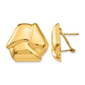 14k Polished Knot Omega Back Post Earrings, 26 x 27 mm