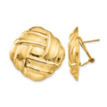 14k 27mm Polished and Satin Woven Omega Back Post Earrings, 27 x 27 mm