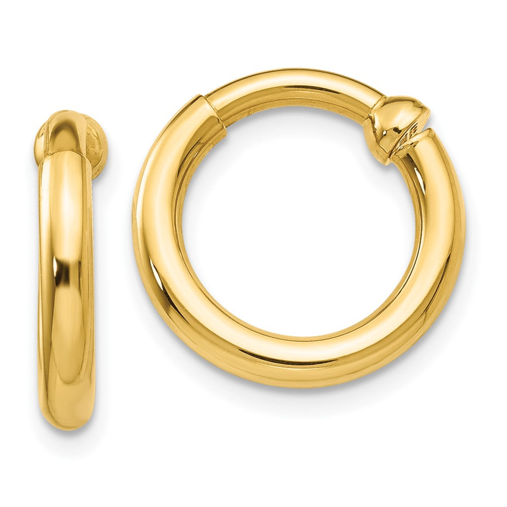 14k 2.5x10mm Polished Tube Hoop Non-pierced Earrings, 10 x 2.5 mm