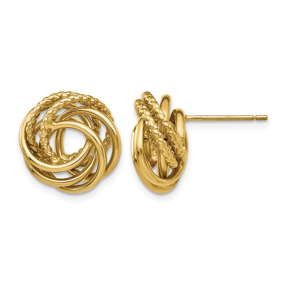 14k 13mm Polished Love Knot Post Earrings, 13 x 13 mm