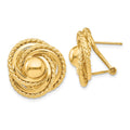 14k Polished and Twisted Fancy Omega Back Post Earrings, 19 x 19 mm