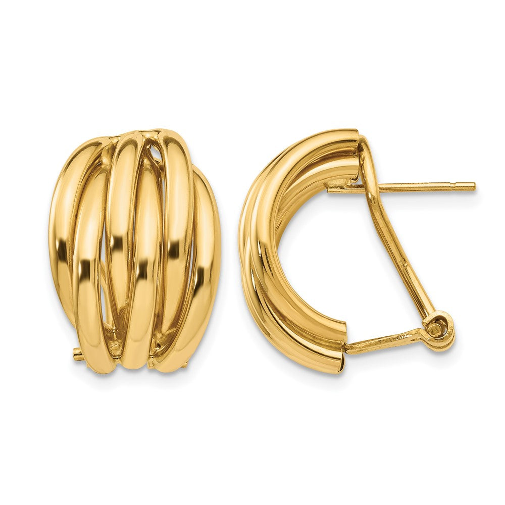 14k Polished Fancy Omega Back Post Earrings, 20 x 16 mm